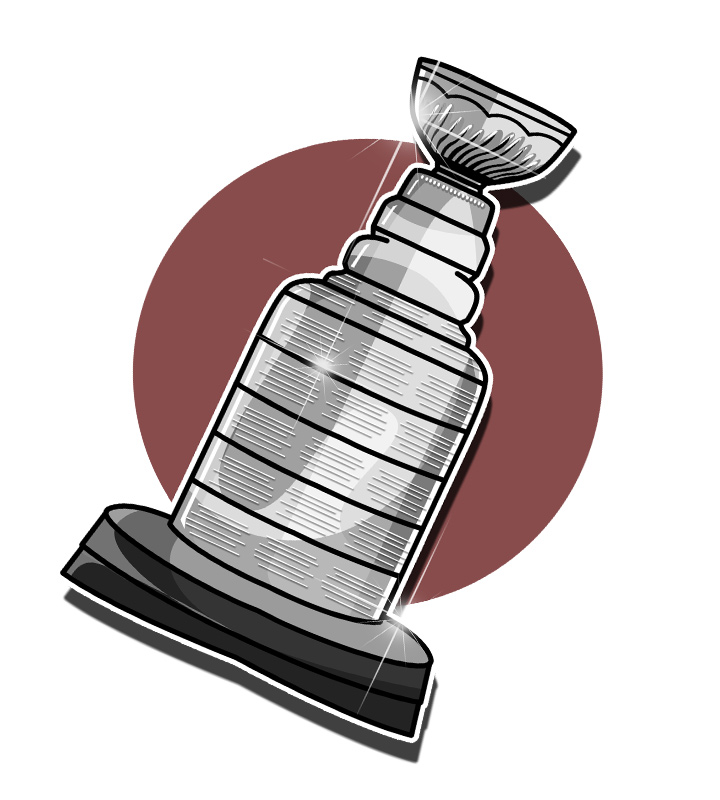One of the most famous trophies in sports - The Stanley Cup - Illustration.  Drawing.  Hockey Art.