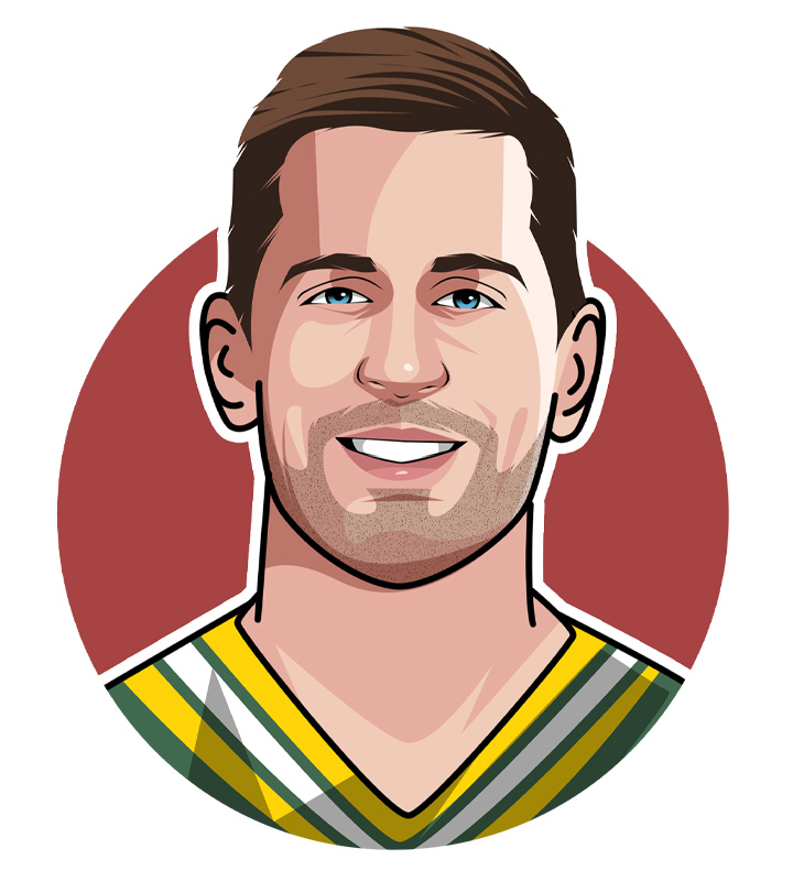 Aaron Rodgers, also known as A-Rod and Mr. Rodgers.  Professional football player.  Illustration.  Profile drawing.  Avatar art.