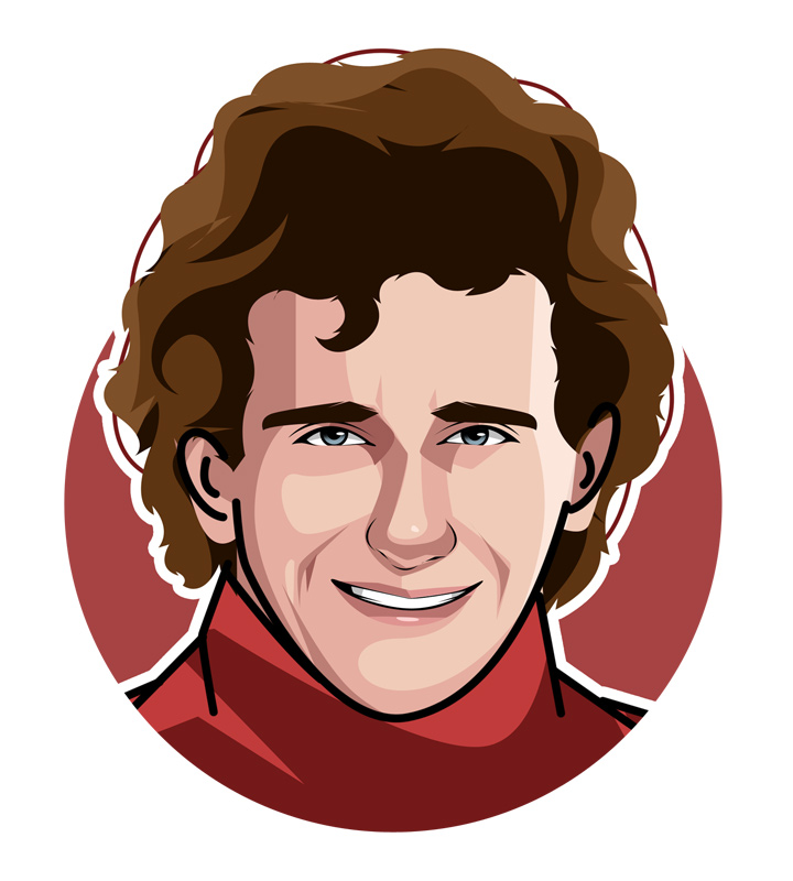 Drawing of Alain Prost - aka The Professor.  Profile illustration.  Art.