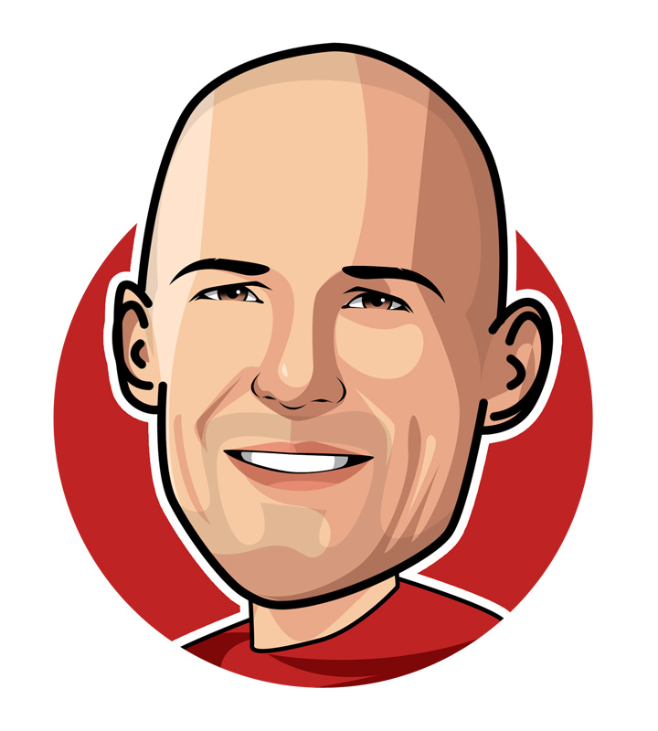 Profile drawing of Arjen Robben. Bayern Munich and Holland - Dutch national footballer.  Illustration.  Sketch.  Avatar.