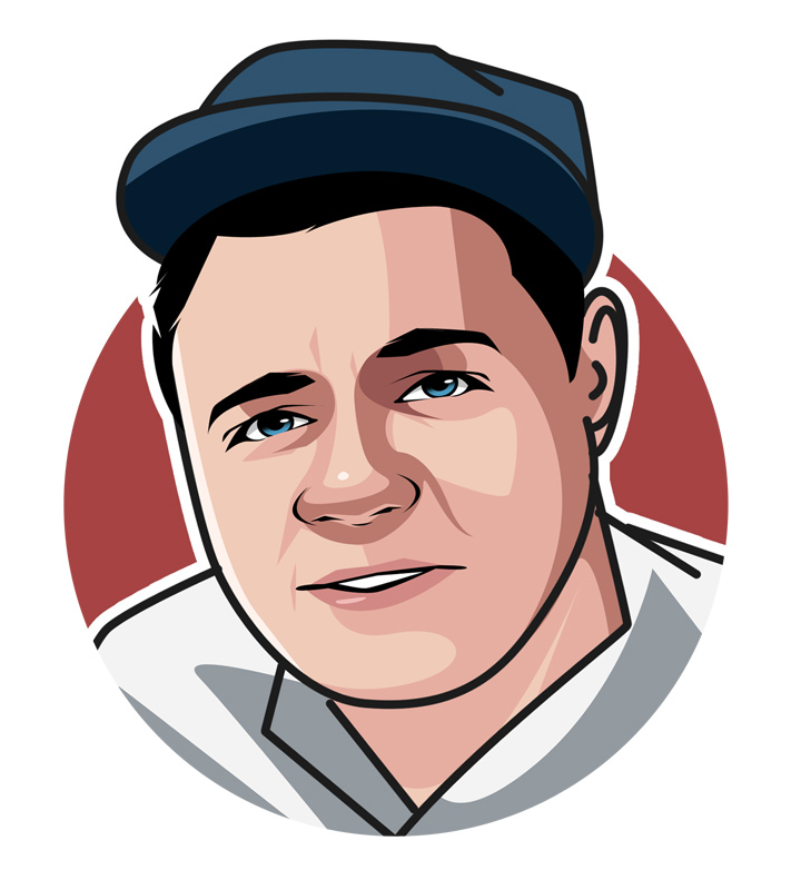 Babe Ruth, also known as the Sultan of Swat and Bambino, profile illustration.  Drawing.  Sketch.  Vector-style avatar art.