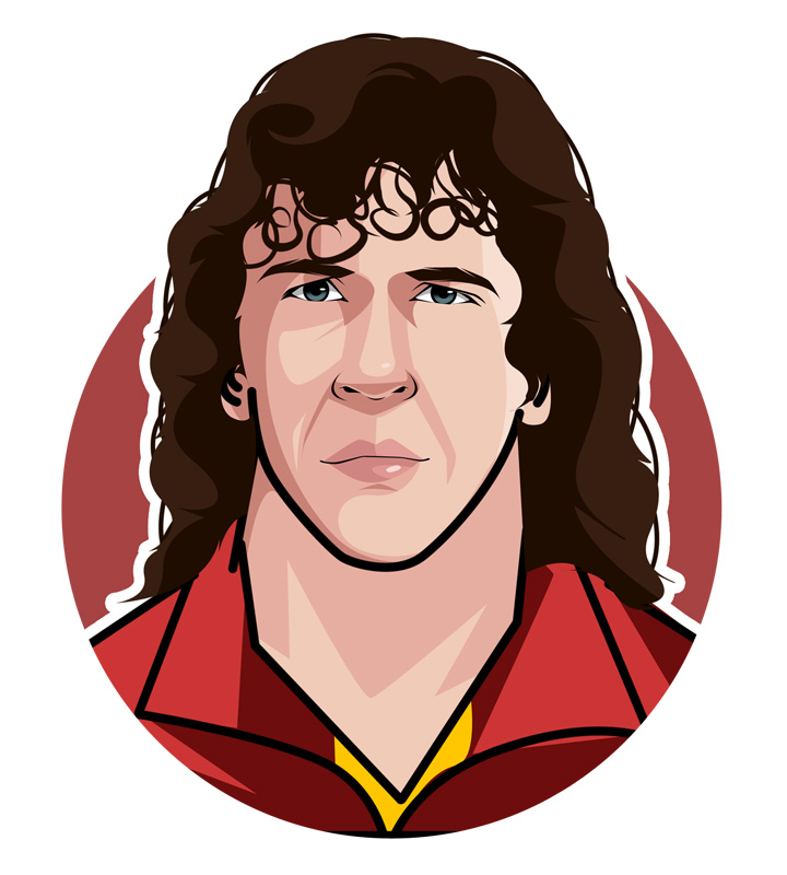 The legendary Barcelona FC defender, Carles Puyol, has had the nicknames of Tarzan and El Tiburon (The Shark) during his playing career.  Profile illustration.  Drawing.  Caricature.  Avatar art.