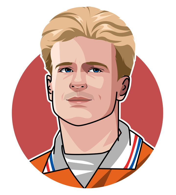 Dennis Bergkamp illustration.  The man known as the Non-Flying Dutchman and Dennis the Menace.  Profile drawing.  Avatar art.