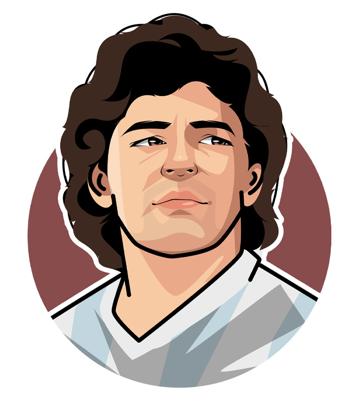 Arguably the best football player of all time - The amazing Diego Armando Maradona, also known as D10S in his native Argentina.  Illustration.  Profile drawing.  Avatar art.