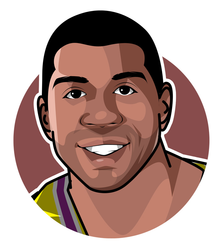 Earvin Magic Johnson is a true basketball legend.  Illustration.  Profile drawing.  Art.  Avatar.  Long time Los Angeles Lakers player and member of The Dream Team.