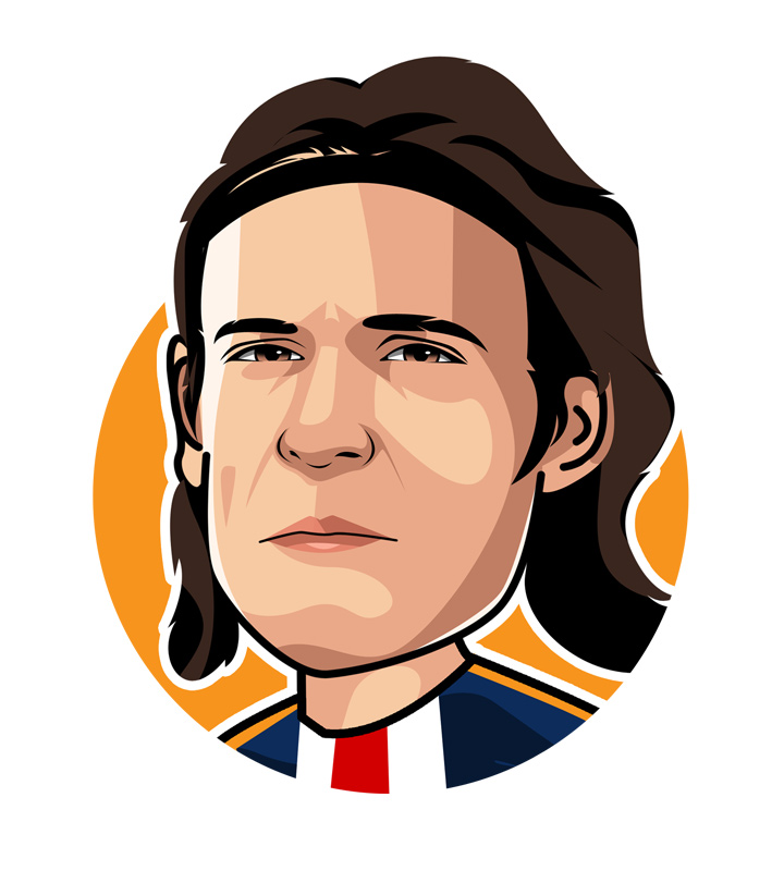 Famous sports nicknames - El Matador - Edinson Cavani - Illustration, profile drawing.  Uruguay, PSG.