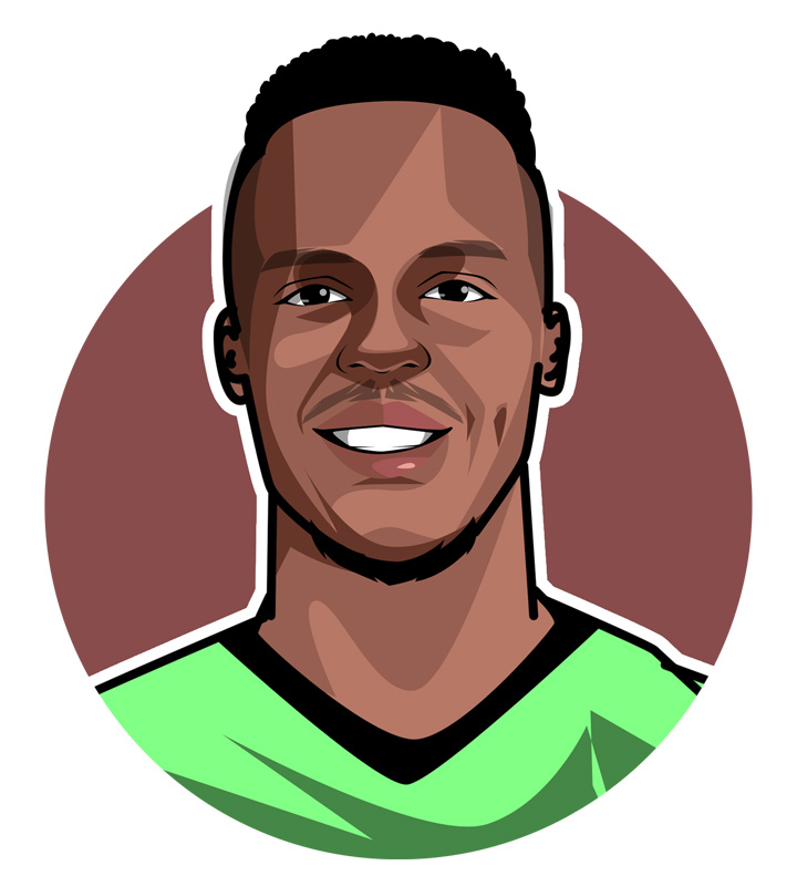 Edouard Mendy player illustration.  Profile drawing.  Caricature.  Avatar art.  One of the best goalkeepers in the world.  Chelsea FC and Senegal.
