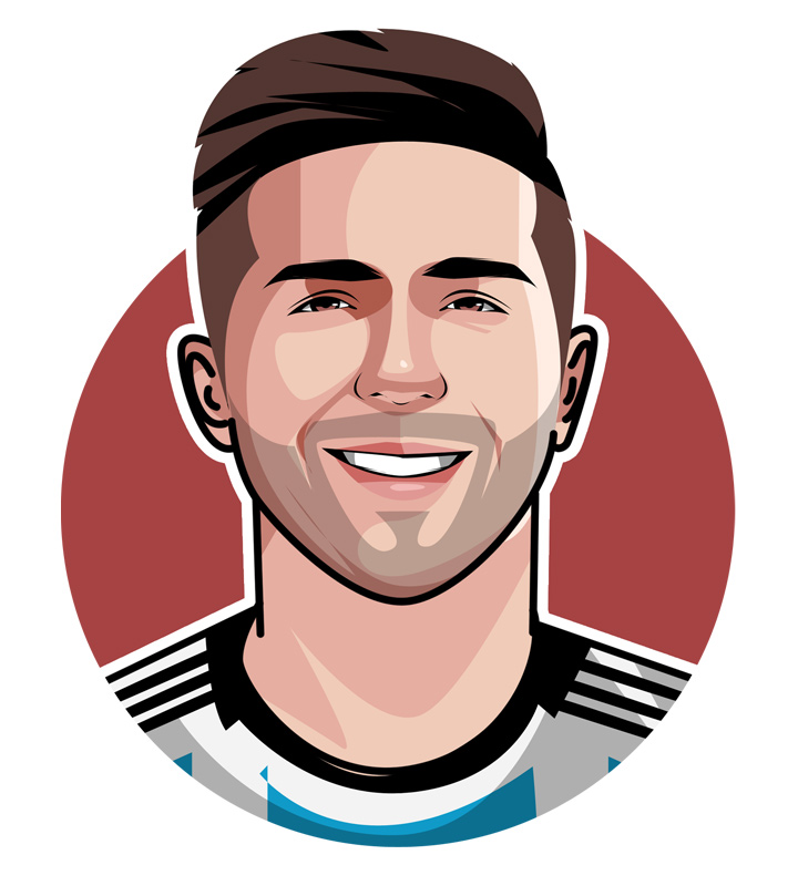 Enzo Fernandez, nicknamed El Musico or the Musician.  Player profile illustration.  Drawing.  Digital Art.  Avatar.