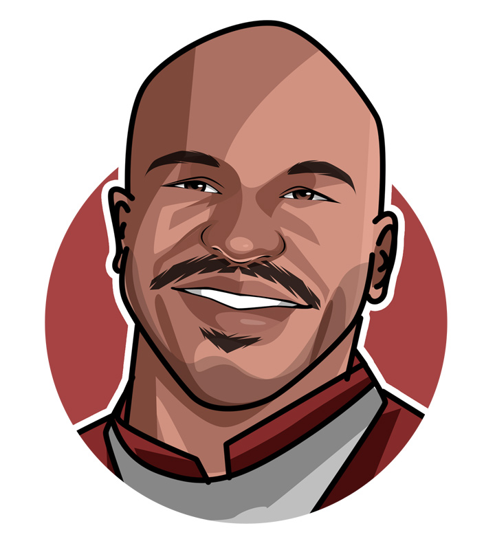 Evander Holyfield, also known as the Real Deal - Profile illustration.  Drawing.  Sketch.  Vector-style avatar art.  Boxing legend.