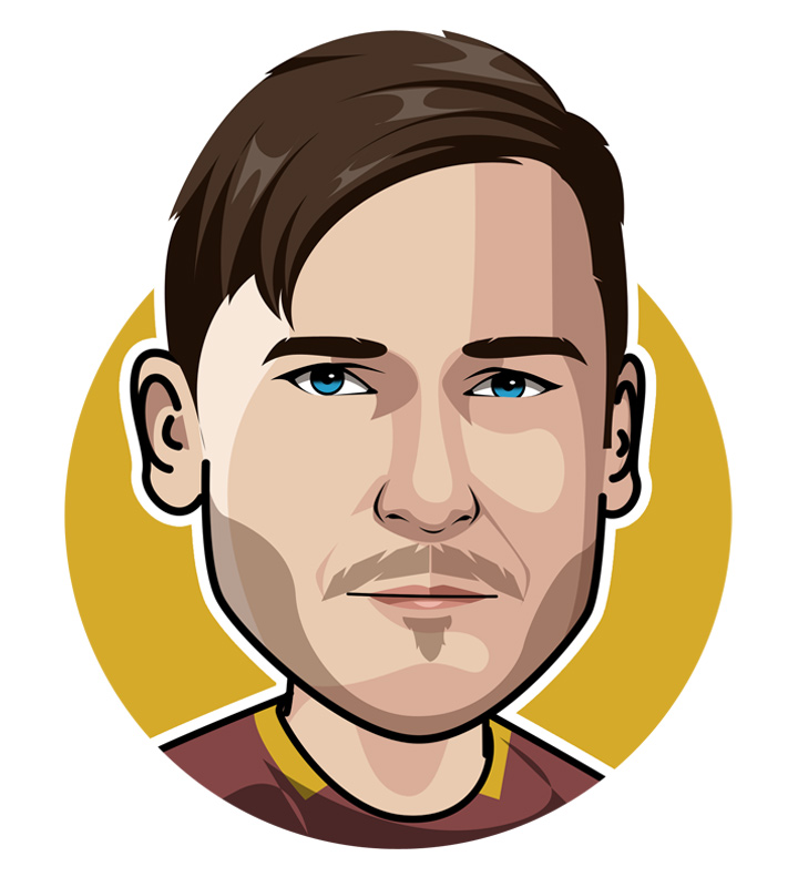 Francesco Totti profile illustration.  Drawing.  Art.  Legendary life-long AS Roma player, also known as the Big Kid - Er Pupone.