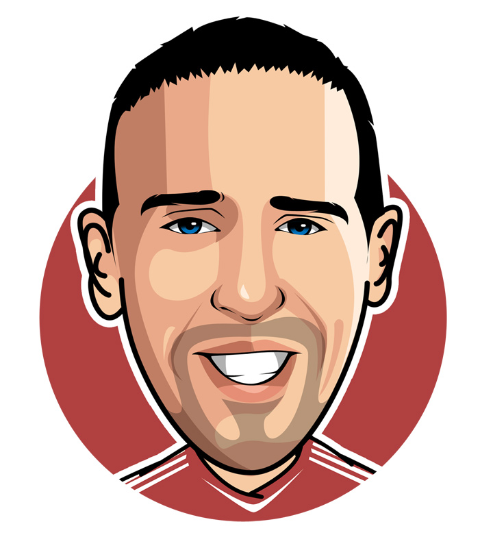 Profile drawing of Franck Ribery. Bayern Munich and France national footballer.  Illustration.  Sketch.  Avatar.