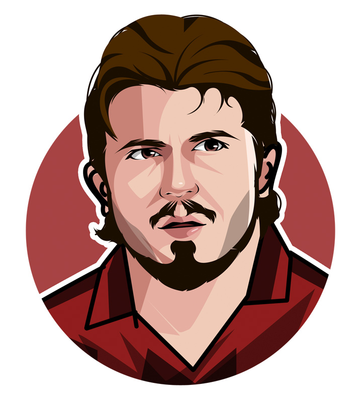 Gennaro Gattuso profile illustration.  A football player known as the Braveheart and Rino.  Drawing.  Art.  Avatar.