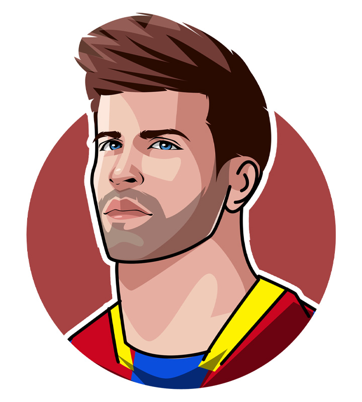 Barcelona and Spain national football team superstar - Gerard Pique - Profile illustration.  Drawing.  Avatar art.