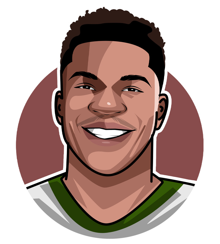 Giannis Antetokounmpo, also known as the Greek Freak - Star basketball player - Milwaukee Bucks - Profile illustration.  Drawing.  Avatar art.