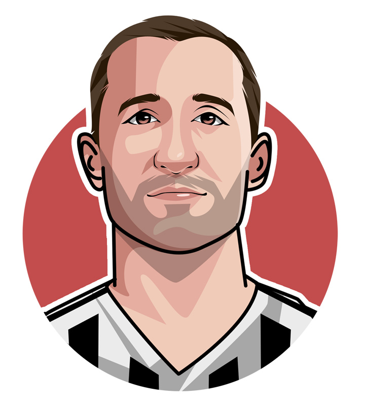 Illustration of the popular Italian footballer Giorgio Chiellini aka King Kong - Profile drawing.  Avatar image.  Art.