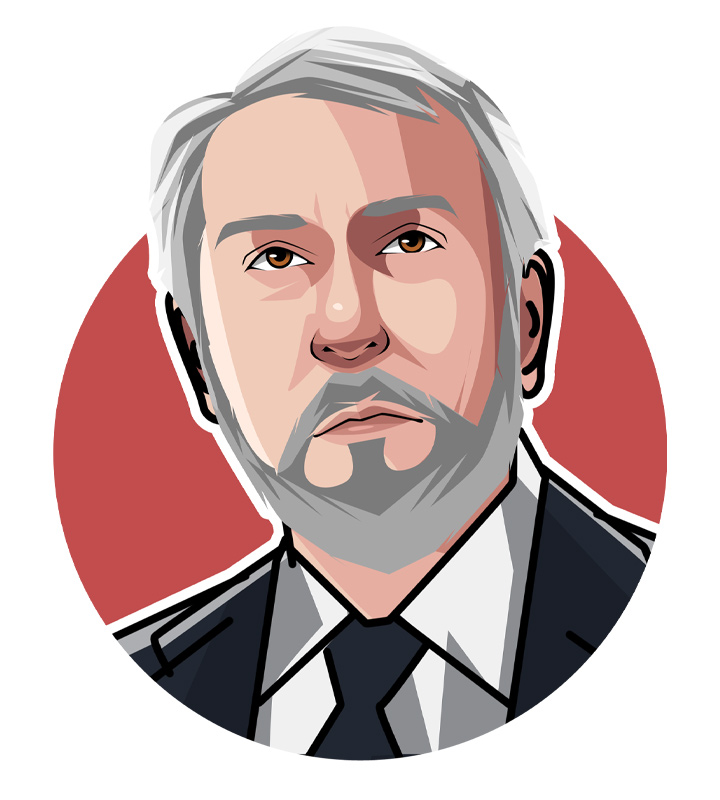 A basketball coaching great - Greg Popovich, also known as Coach Pop - Illustration.  Profile drawing.  Digital art.