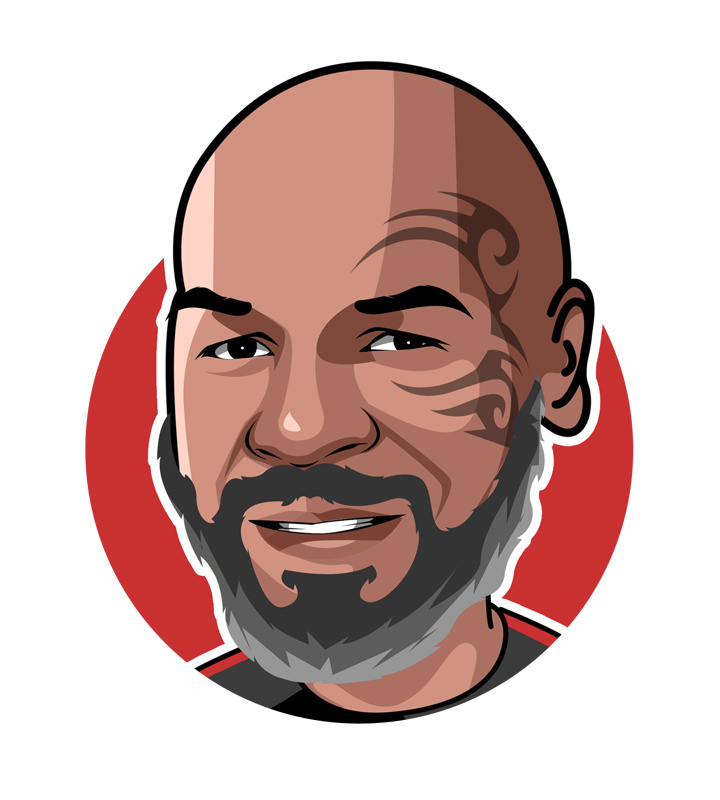 Mike Tyson - Iron Mike - Illustration - Profile drawing.  Famous nicknames.