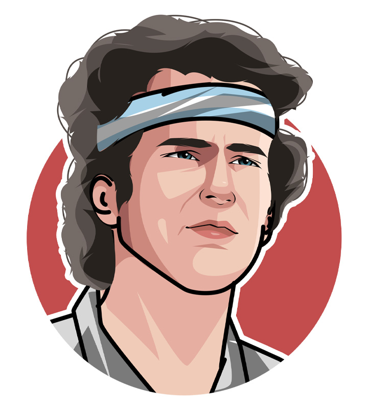 The USA tennis player John McEnroe - Nicknamed The Super Brat and McBrat - Profile illustration.  Drawing.  Digital art.  Avatar.