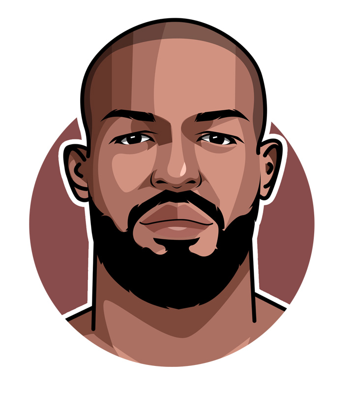 The profile illustration of MMA fighter Jon Jones aka Bones.  Digital drawing.  Art.