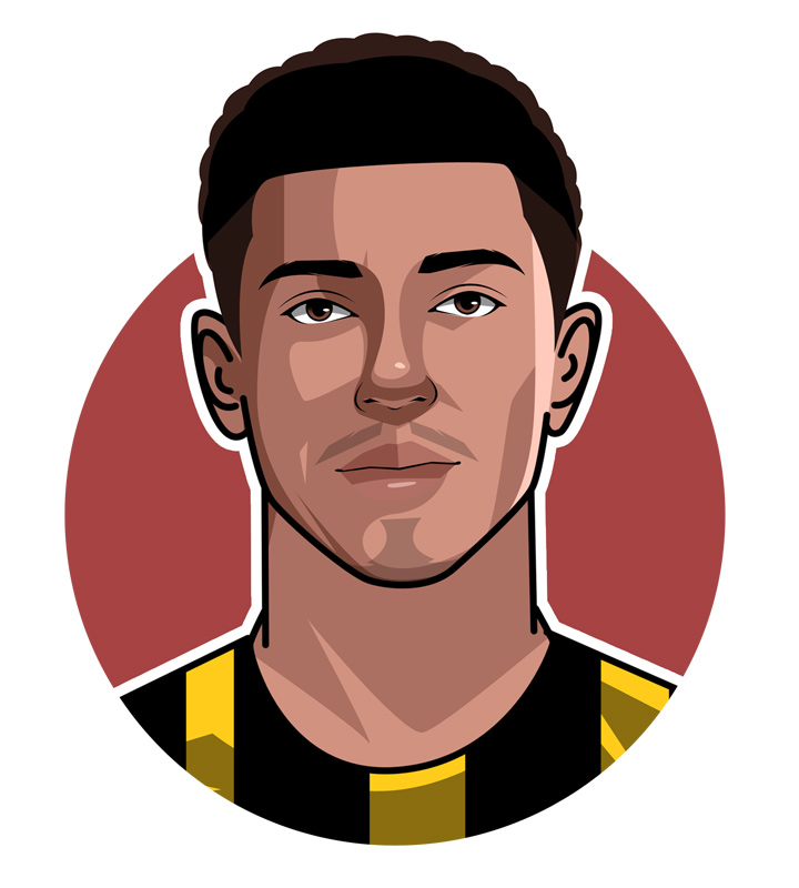 Jude Bellingham profile illustration.  Football rising star.  Hey Jude!  Art.  Drawing.