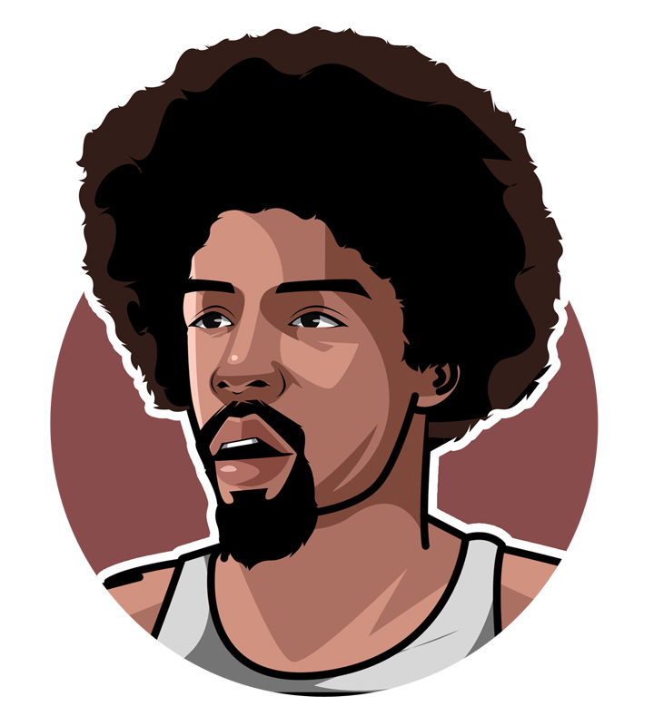 One of the most famous basketball players ever.  Dr. J.  Julius Erving.  Profile illustration.  Drawing.  Avatar art.