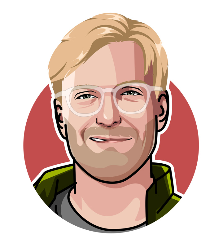 Profile drawing of iconic manager Jurgen Klopp.  Illustration.  Digital art.