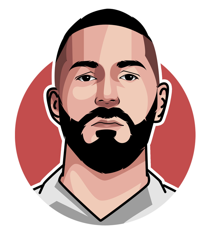 Karim Benzema - Football star - Art.  Illustration.  Drawing.  Profile. One of the most prolific scorers in the game of football.