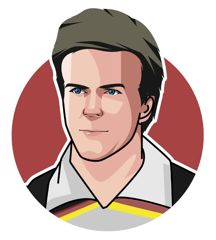 One of the most popular German footballers ever.  Karl-Heinz Rummenigge.  Profile illustration.  Avatar art.  Digital drawing.