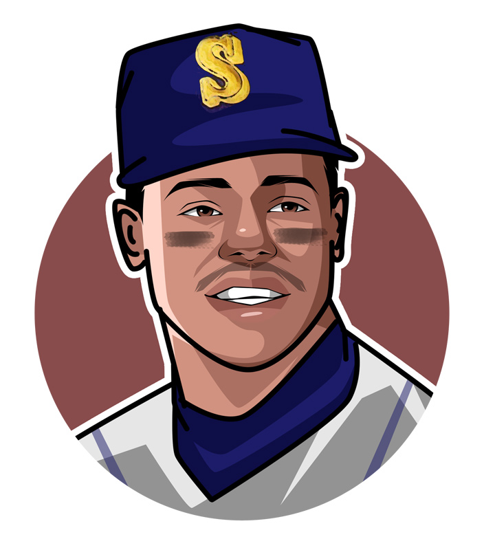 One of the biggest baseball icons in the world - Ken Griffey Jr. Illustration.  Profile drawing.  Art.  Nicknamed The Kid, Junior and the Natural.