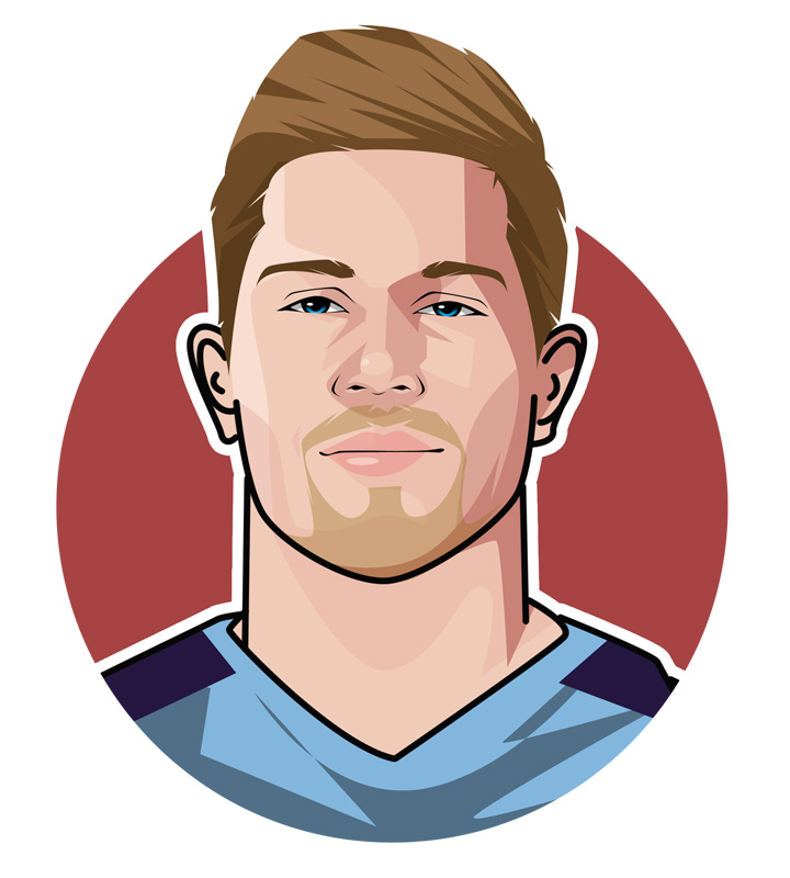 Kevin De Bruyne profile illustration.  Face drawing.  Digital art.  The Ginger Pele.  Belgium and Manchester City star footballer.