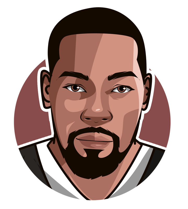 One of the best scorers in the game of basketball today - Kevin Durant, aka KD - Illustration.  Profile drawing.  Avatar art.