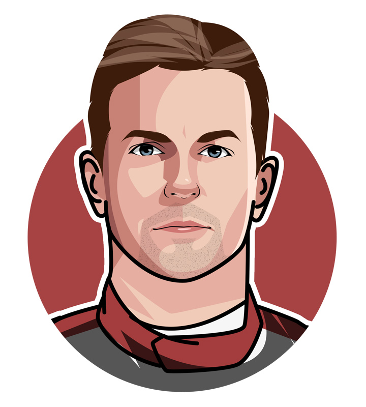 Kimi Raikkonen, also known as The Ice Man and Old Dog - Formula One racer - Profile illustration.  Drawing.  Avatar art.