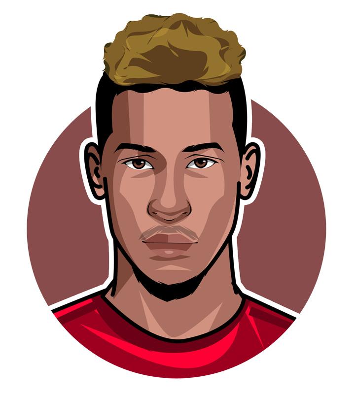 Kingsley Coman, also known as King and Rocket.  Illustration.  Profile drawing.  Avatar art.  France international.  Bayern Munich star.