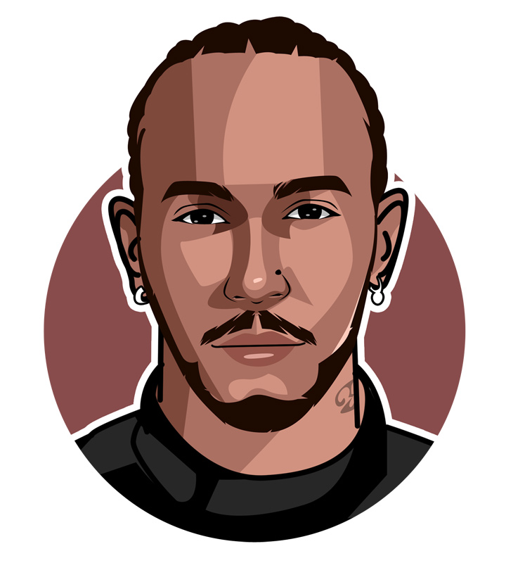 The Billion Dollar Man - Lewis Hamilton profile drawing.  Art.  Illustration.