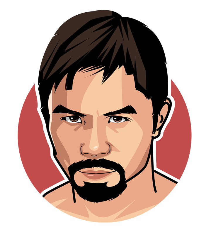 Manny Pacquiao sketh.  Profile illustration done in vector-like format.  Art.  Drawing.