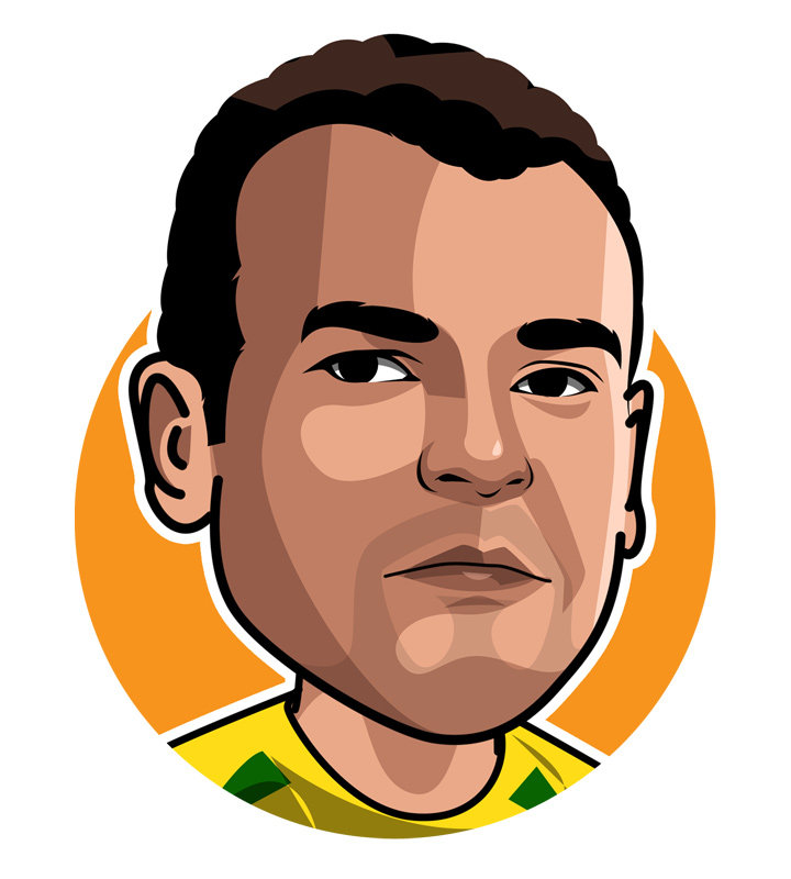 How Cafu came by his nickname is unknown.  What is known is that he is one of the best full-backs to ever play the game.  Marcos Evangelista de Morais.  Portrait / illustration / drawing.