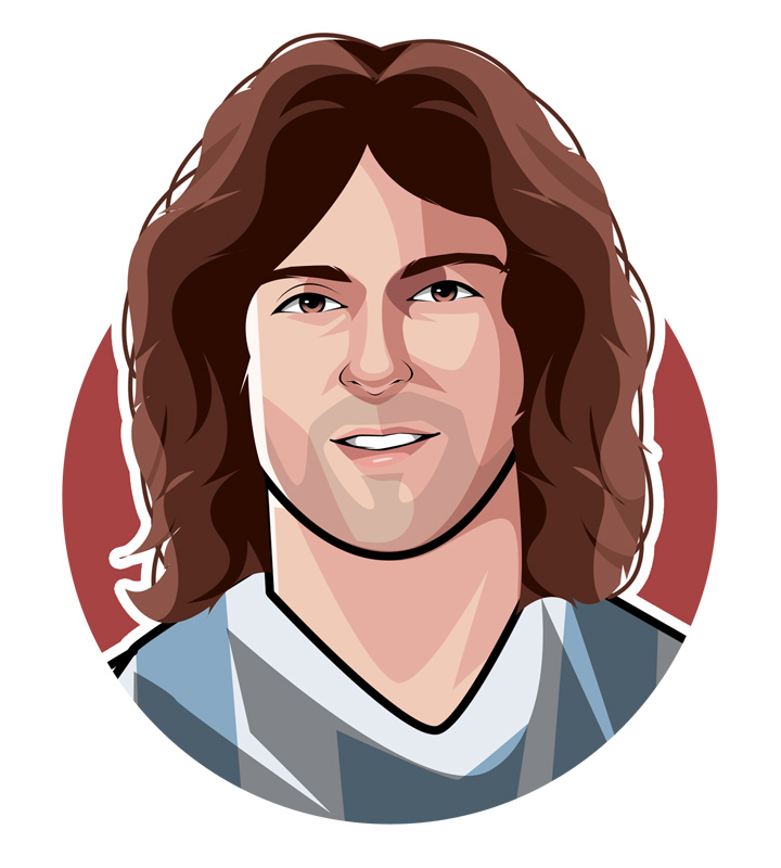 Mario Kempes, the legendary Argentinian footballer.  Illustration.  Profile drawing  Avatar art.