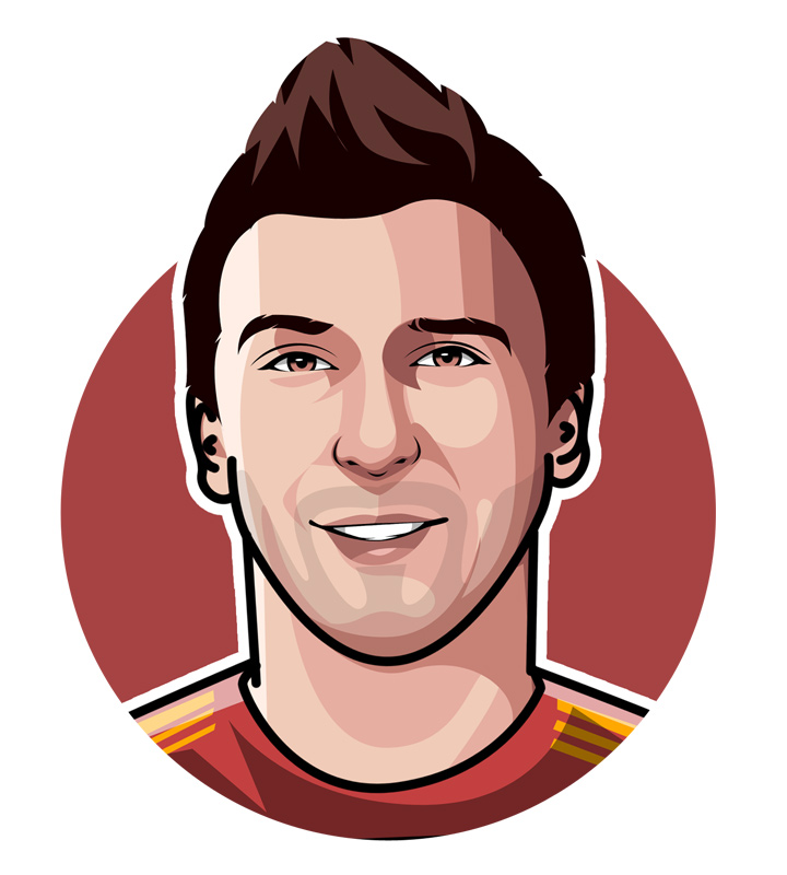 Profile illustration of Mario Mandzukic, Croatian football player.  Digital art.  Drawing.