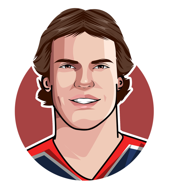 Profile drawing of Mark Messier wearing the colours of Edmonton Oilers.  Illustration.  Art.  The Messiah.  The Moose.