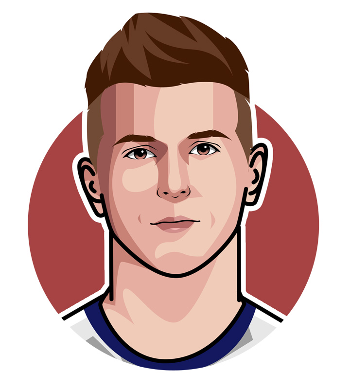 Illustration of footballer Mason Mount - Digital art.  Profile drawing.  Mister Chelsea.