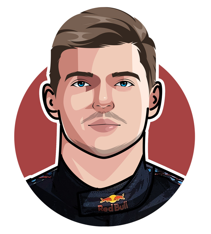 Max Verstappen the F1 star - Nicknamed Mad Max - Profile illustration.  Avatar drawing.  Digital art.