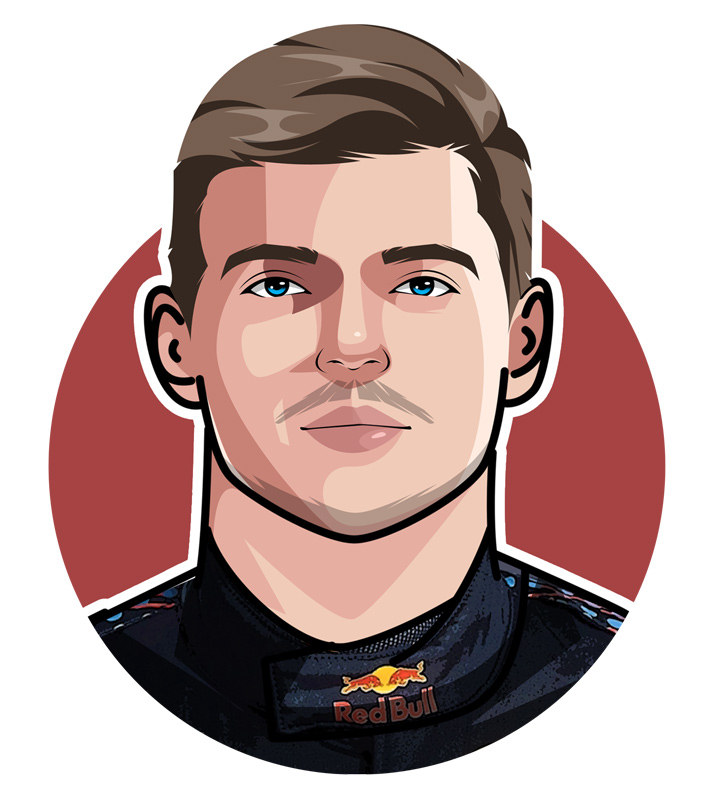 Max Verstappen the F1 star - Nicknamed Mad Max - Profile illustration. Avatar drawing. Digital art.