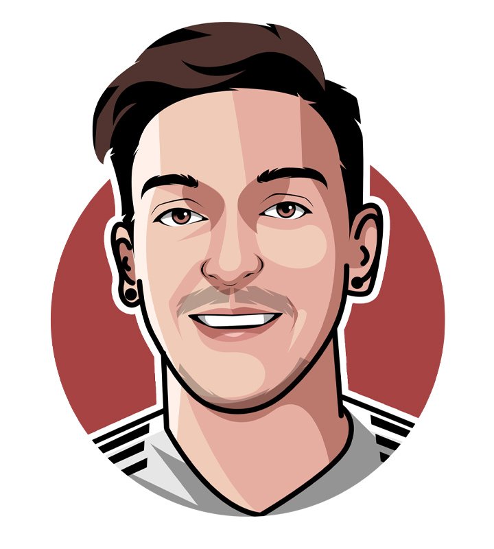 Mesut Ozil profile drawing.  German football star.  Illustration.  Art.