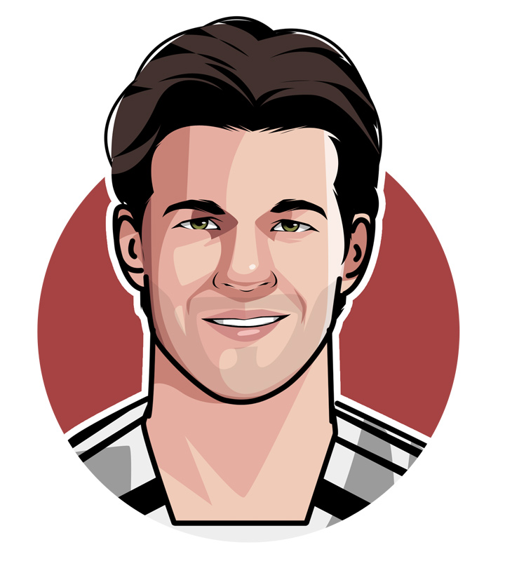 Michael Ballack, also known as the Little Kaiser.  Profile illustration.  Drawing.  Art.