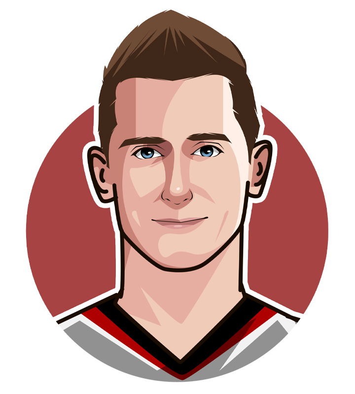 Legendary German striker Miroslav Klose - Profile illustration.  Avatar art.  Player drawing.  World Cup record goal-scorer.
