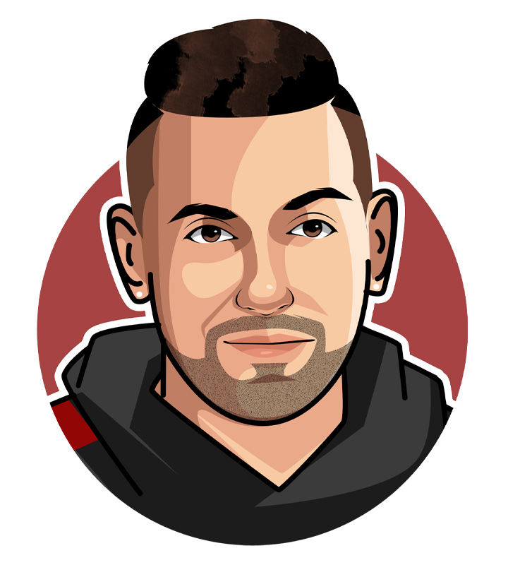 The tennis bright star Nick Kyrgios - Profile illustration. Drawing. Art. Nicknamed the Wild Thing.