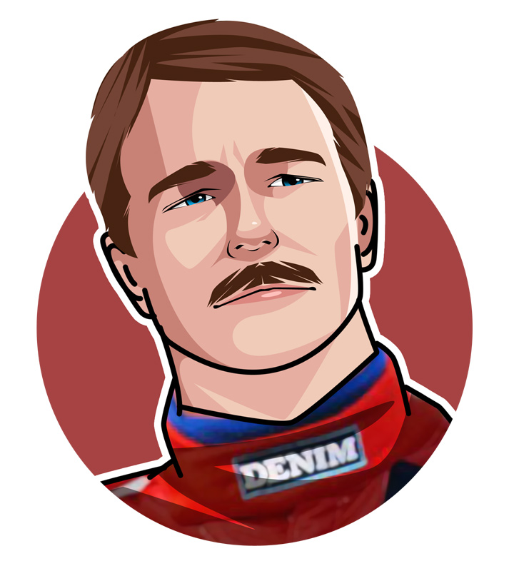 Nigel Mansell aka Leone and Red 5 - Profile Illustration.  Avatar art.  Car racing legend drawing.  Formula 1 star.