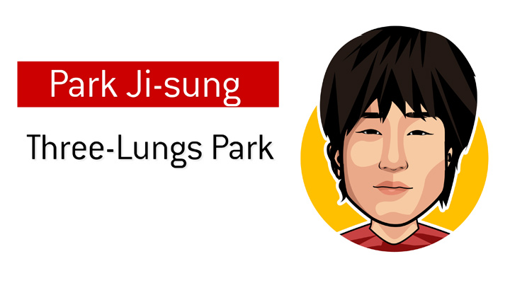Ji-sung Park, also known as Three-Lungs, is one of the best football players to come out of South Korea.  Profile illustration / Drawing.