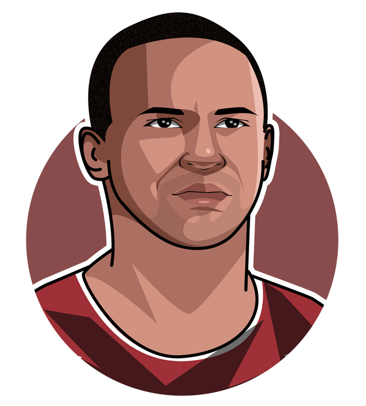 The midfielder Patrick Vieira - Illustration.  Drawing.
