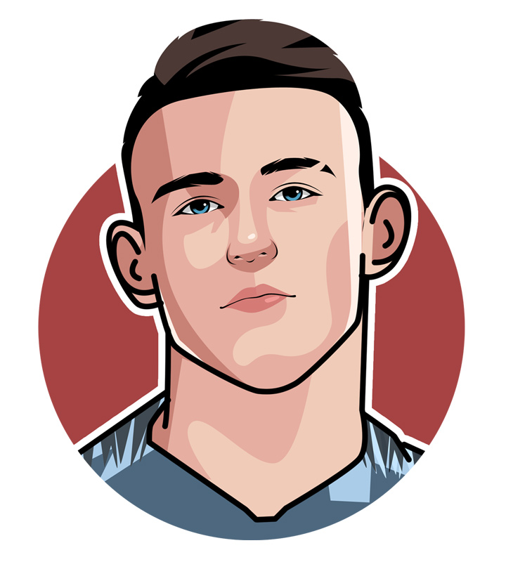 Phil Foden illustration.  Profile drawing.  England soccer star.  Manchester City.  Player nickname.